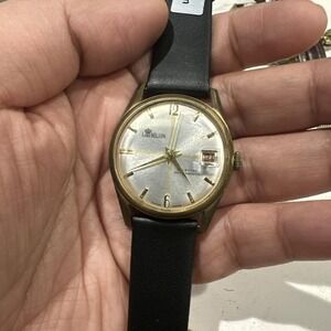 Working Vintage Lord Nelson Swiss Made Calendar Mens Watch Manual Wind 35mm 8in"